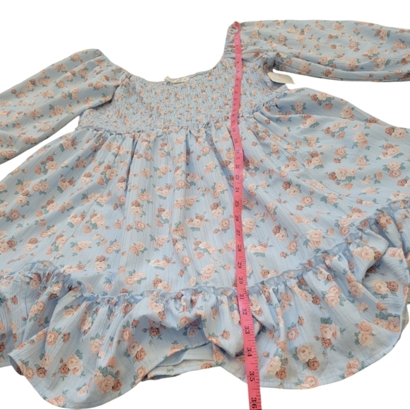 NWT Altar'd State Baby Doll Floral Mini Dress Women's Size XXL Lined Blue Floral - Picture 9 of 10